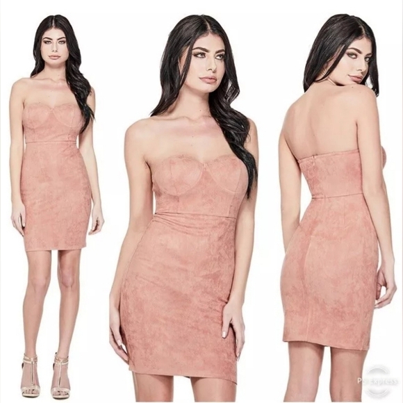 GUESS LOS ANGELES COCOS FAUX SUEDE MINI WOMEN'S DRESS SIZE L - Picture 1 of 15